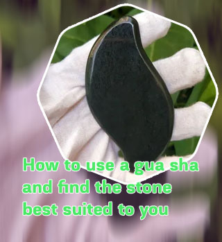 Dark green nephrite gua sha stone